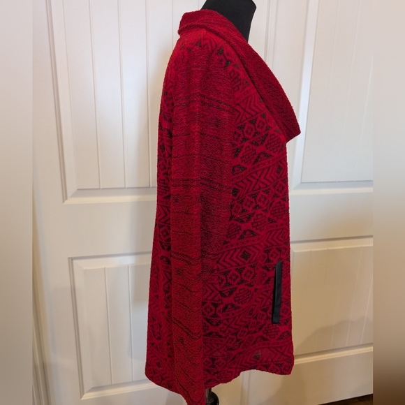 Style & Co Red Patterned Cowl Neck Sweater - Picture 2 of 5